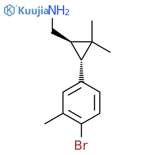 rac-(1R,3R)-3-(4-bromo-3-methylphenyl)-2,2-dimethylcyclopropylmethanamine structure