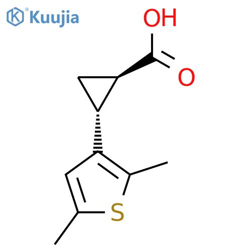 rac-(1R,2R)-2-(2,5-dimethylthiophen-3-yl)cyclopropane-1-carboxylic acid structure