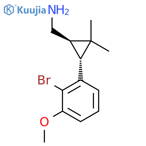 rac-(1R,3R)-3-(2-bromo-3-methoxyphenyl)-2,2-dimethylcyclopropylmethanamine structure