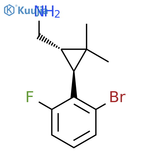 rac-(1R,3R)-3-(2-bromo-6-fluorophenyl)-2,2-dimethylcyclopropylmethanamine structure