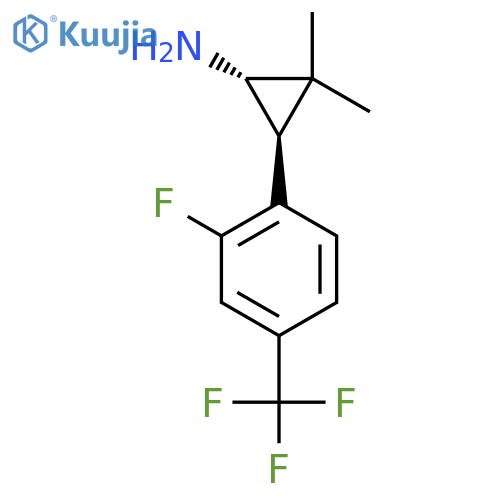 rac-(1R,3R)-3-2-fluoro-4-(trifluoromethyl)phenyl-2,2-dimethylcyclopropan-1-amine structure