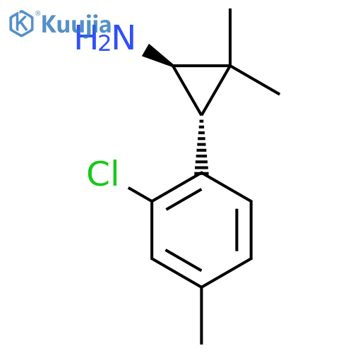 rac-(1R,3R)-3-(2-chloro-4-methylphenyl)-2,2-dimethylcyclopropan-1-amine structure