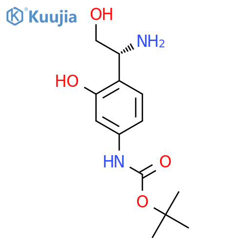 tert-butyl N-{4-(1R)-1-amino-2-hydroxyethyl-3-hydroxyphenyl}carbamate structure