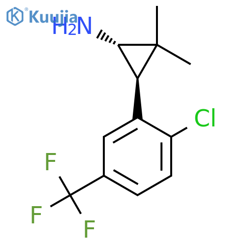 rac-(1R,3R)-3-2-chloro-5-(trifluoromethyl)phenyl-2,2-dimethylcyclopropan-1-amine structure