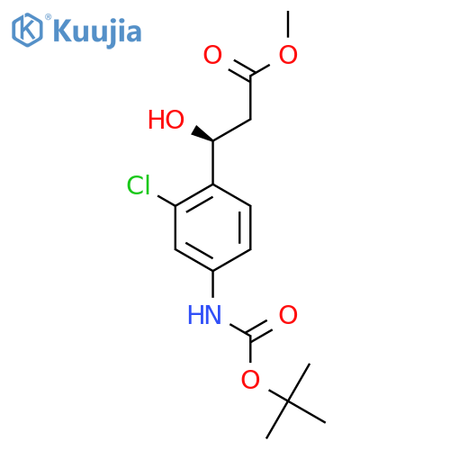 methyl (3S)-3-(4-{(tert-butoxy)carbonylamino}-2-chlorophenyl)-3-hydroxypropanoate structure