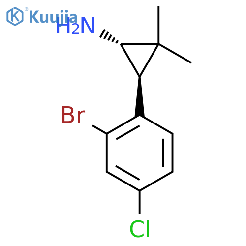 rac-(1R,3R)-3-(2-bromo-4-chlorophenyl)-2,2-dimethylcyclopropan-1-amine structure
