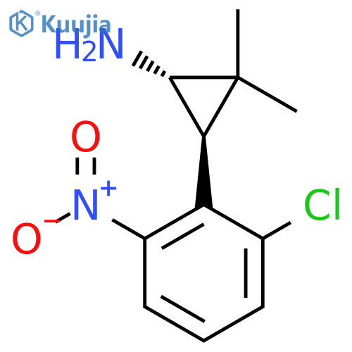 rac-(1R,3R)-3-(2-chloro-6-nitrophenyl)-2,2-dimethylcyclopropan-1-amine structure
