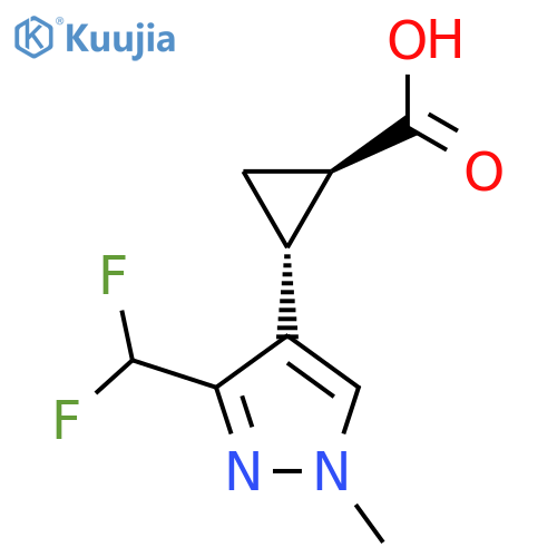 rac-(1R,2R)-2-3-(difluoromethyl)-1-methyl-1H-pyrazol-4-ylcyclopropane-1-carboxylic acid structure
