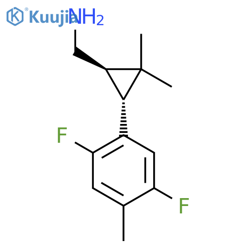 rac-(1R,3R)-3-(2,5-difluoro-4-methylphenyl)-2,2-dimethylcyclopropylmethanamine structure