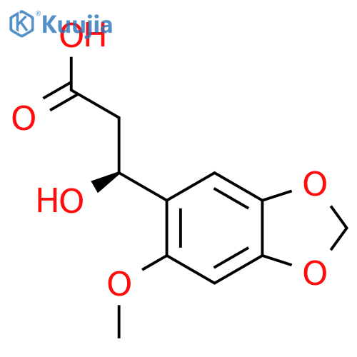 (3S)-3-hydroxy-3-(6-methoxy-1,3-dioxaindan-5-yl)propanoic acid structure