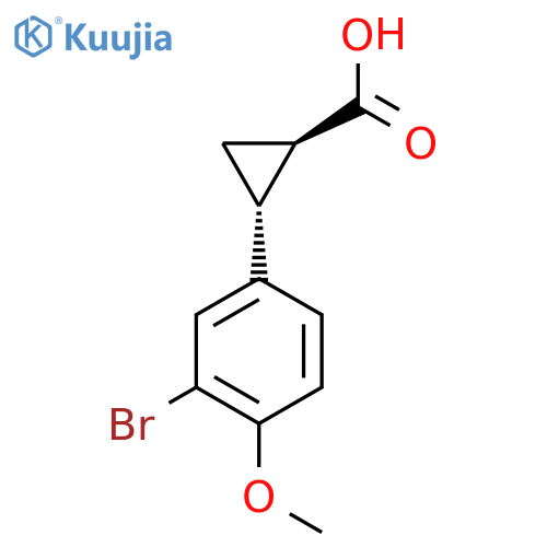 rac-(1R,2R)-2-(3-bromo-4-methoxyphenyl)cyclopropane-1-carboxylic acid structure