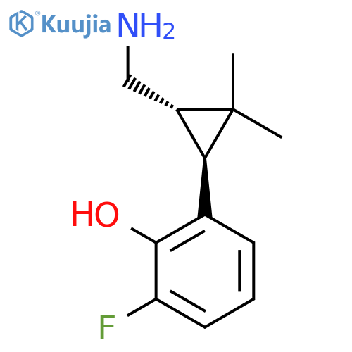 rac-2-(1R,3R)-3-(aminomethyl)-2,2-dimethylcyclopropyl-6-fluorophenol structure