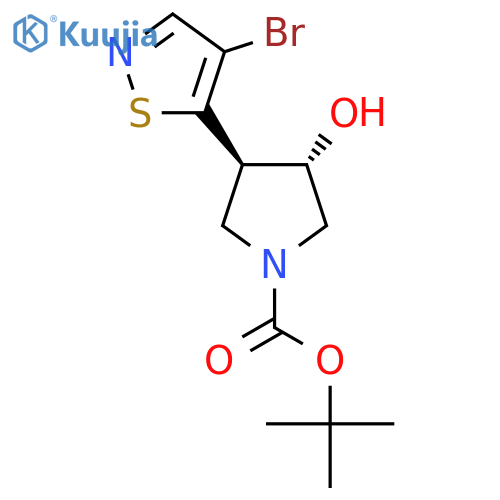 rac-tert-butyl (3R,4S)-3-(4-bromo-1,2-thiazol-5-yl)-4-hydroxypyrrolidine-1-carboxylate structure