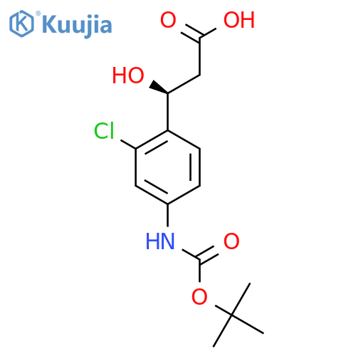 (3S)-3-(4-{(tert-butoxy)carbonylamino}-2-chlorophenyl)-3-hydroxypropanoic acid structure