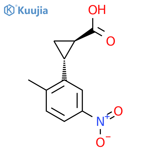 rac-(1R,2R)-2-(2-methyl-5-nitrophenyl)cyclopropane-1-carboxylic acid structure