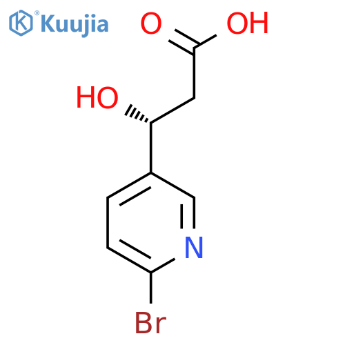 (3R)-3-(6-bromopyridin-3-yl)-3-hydroxypropanoic acid structure