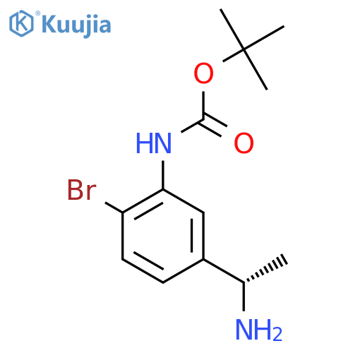 tert-butyl N-{5-(1S)-1-aminoethyl-2-bromophenyl}carbamate structure