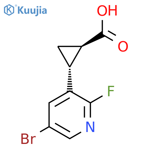 rac-(1R,2R)-2-(5-bromo-2-fluoropyridin-3-yl)cyclopropane-1-carboxylic acid structure