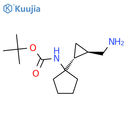 rac-tert-butyl N-{1-(1R,2R)-2-(aminomethyl)cyclopropylcyclopentyl}carbamate structure