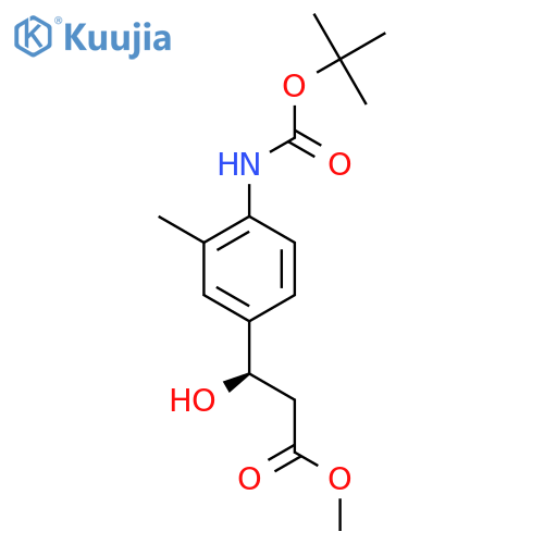 methyl (3R)-3-(4-{(tert-butoxy)carbonylamino}-3-methylphenyl)-3-hydroxypropanoate structure