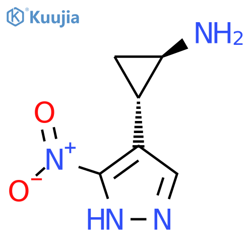 rac-(1R,2S)-2-(3-nitro-1H-pyrazol-4-yl)cyclopropan-1-amine structure