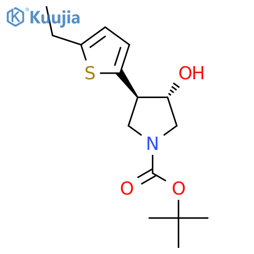 rac-tert-butyl (3R,4S)-3-(5-ethylthiophen-2-yl)-4-hydroxypyrrolidine-1-carboxylate structure