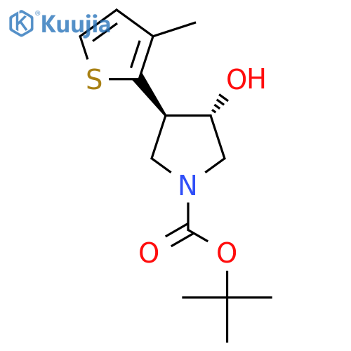 rac-tert-butyl (3R,4S)-3-hydroxy-4-(3-methylthiophen-2-yl)pyrrolidine-1-carboxylate structure