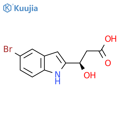 (3R)-3-(5-bromo-1H-indol-2-yl)-3-hydroxypropanoic acid structure