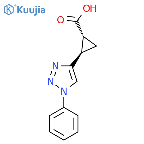 rac-(1R,2R)-2-(1-phenyl-1H-1,2,3-triazol-4-yl)cyclopropane-1-carboxylic acid structure