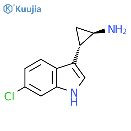 rac-(1R,2S)-2-(6-chloro-1H-indol-3-yl)cyclopropan-1-amine structure