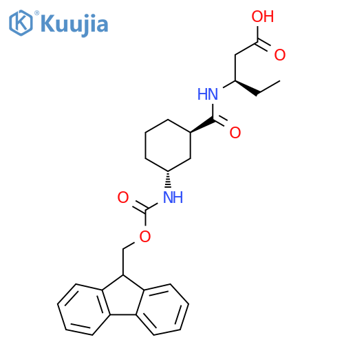 (3R)-3-{(1RS,3RS)-3-({(9H-fluoren-9-yl)methoxycarbonyl}amino)cyclohexylformamido}pentanoic acid structure
