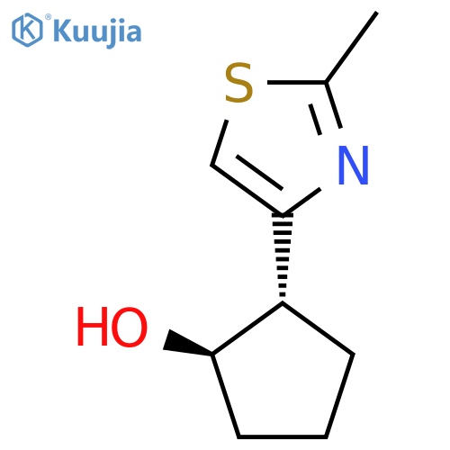rac-(1R,2S)-2-(2-methyl-1,3-thiazol-4-yl)cyclopentan-1-ol structure