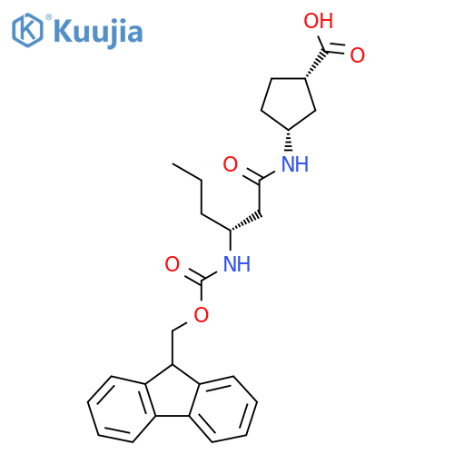 (1RS,3SR)-3-(3R)-3-({(9H-fluoren-9-yl)methoxycarbonyl}amino)hexanamidocyclopentane-1-carboxylic acid structure