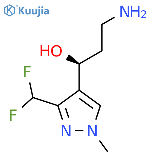 (1S)-3-amino-1-3-(difluoromethyl)-1-methyl-1H-pyrazol-4-ylpropan-1-ol structure