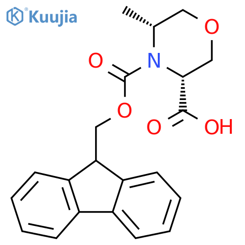 rac-(3R,5R)-4-{(9H-fluoren-9-yl)methoxycarbonyl}-5-methylmorpholine-3-carboxylic acid structure