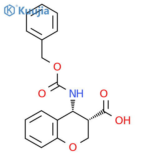 rac-(3R,4S)-4-{(benzyloxy)carbonylamino}-3,4-dihydro-2H-1-benzopyran-3-carboxylic acid structure