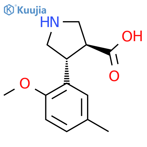 rac-(3R,4S)-4-(2-methoxy-5-methylphenyl)pyrrolidine-3-carboxylic acid structure