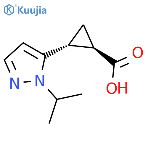 rac-(1R,2R)-2-1-(propan-2-yl)-1H-pyrazol-5-ylcyclopropane-1-carboxylic acid, trans structure