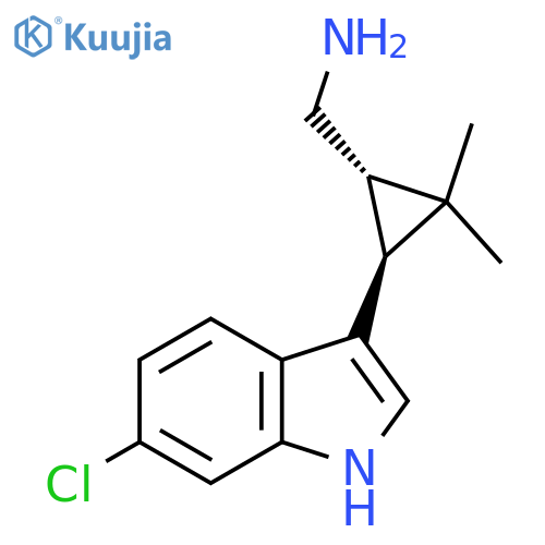 rac-(1R,3R)-3-(6-chloro-1H-indol-3-yl)-2,2-dimethylcyclopropylmethanamine structure