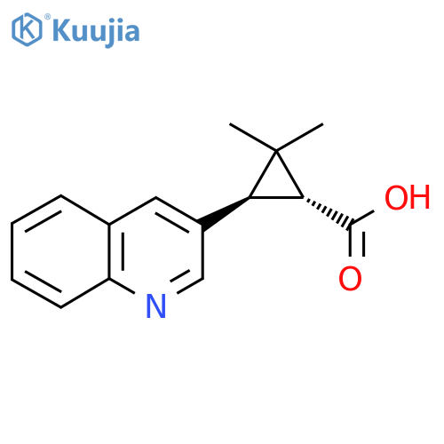 rac-(1R,3R)-2,2-dimethyl-3-(quinolin-3-yl)cyclopropane-1-carboxylic acid structure