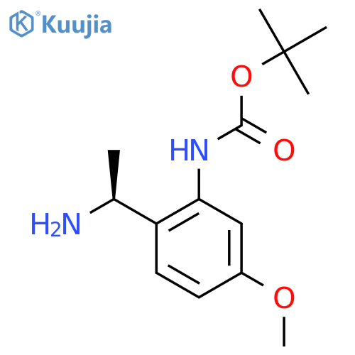 tert-butyl N-{2-(1S)-1-aminoethyl-5-methoxyphenyl}carbamate structure