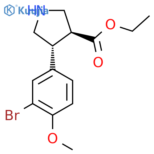 rac-ethyl (3R,4S)-4-(3-bromo-4-methoxyphenyl)pyrrolidine-3-carboxylate structure