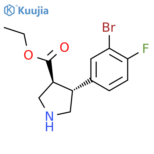 rac-ethyl (3R,4S)-4-(3-bromo-4-fluorophenyl)pyrrolidine-3-carboxylate structure