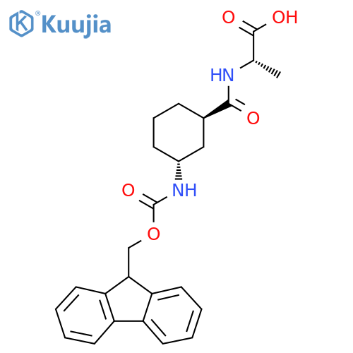(2S)-2-{[(1RS,3RS)-3-({[(9H-fluoren-9-yl)methoxy]carbonyl}amino)cyclohexyl]formamido}propanoic acid structure
