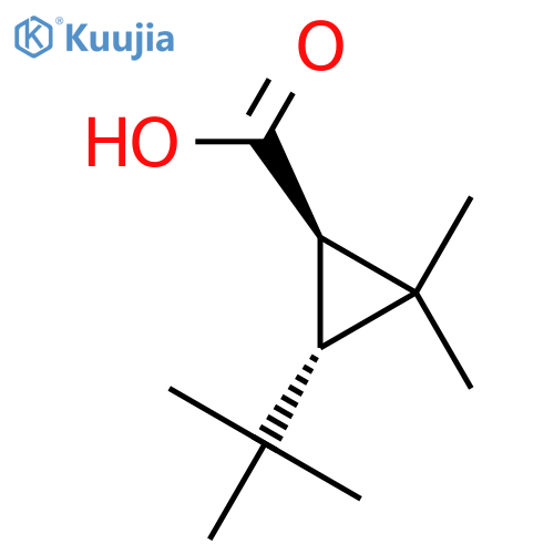 rac-(1R,3S)-3-tert-butyl-2,2-dimethylcyclopropane-1-carboxylic acid structure