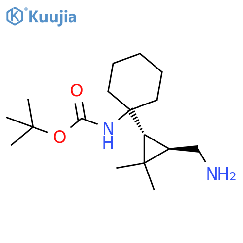 rac-tert-butyl N-{1-(1R,3R)-3-(aminomethyl)-2,2-dimethylcyclopropylcyclohexyl}carbamate structure