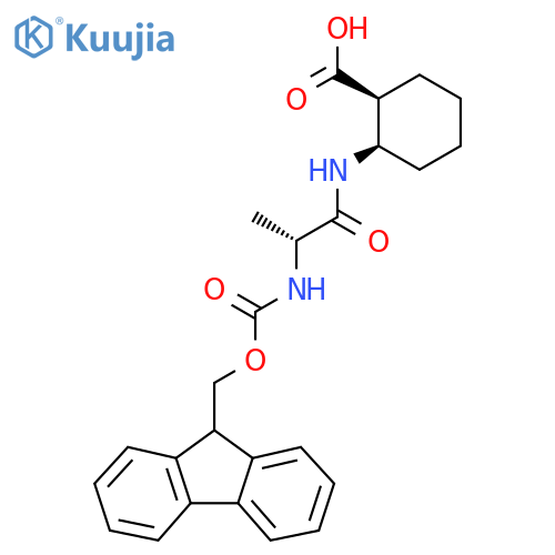 (1RS,2SR)-2-(2R)-2-({(9H-fluoren-9-yl)methoxycarbonyl}amino)propanamidocyclohexane-1-carboxylic acid structure