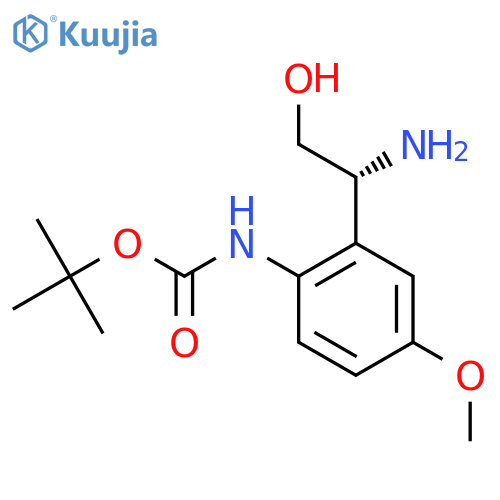 tert-butyl N-{2-(1R)-1-amino-2-hydroxyethyl-4-methoxyphenyl}carbamate structure