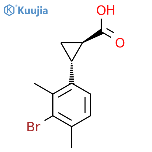rac-(1R,2R)-2-(3-bromo-2,4-dimethylphenyl)cyclopropane-1-carboxylic acid structure