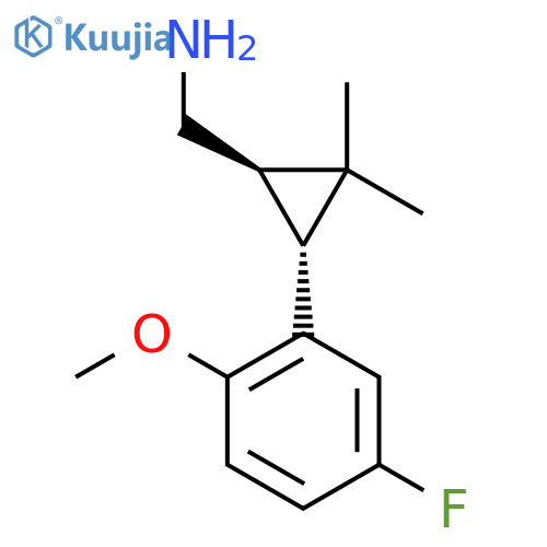 rac-(1R,3R)-3-(5-fluoro-2-methoxyphenyl)-2,2-dimethylcyclopropylmethanamine structure